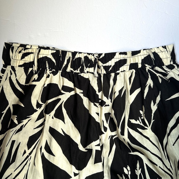 Rachel Zoe Wide Leg Cropped Linen Pants Women’s Size XL Black and White Tropical - Picture 5 of 10